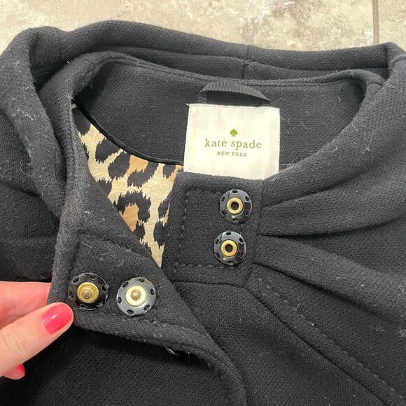 Kate Spade ETTA Wool Bow Coat Black | Size 6 - Picture 5 of 11